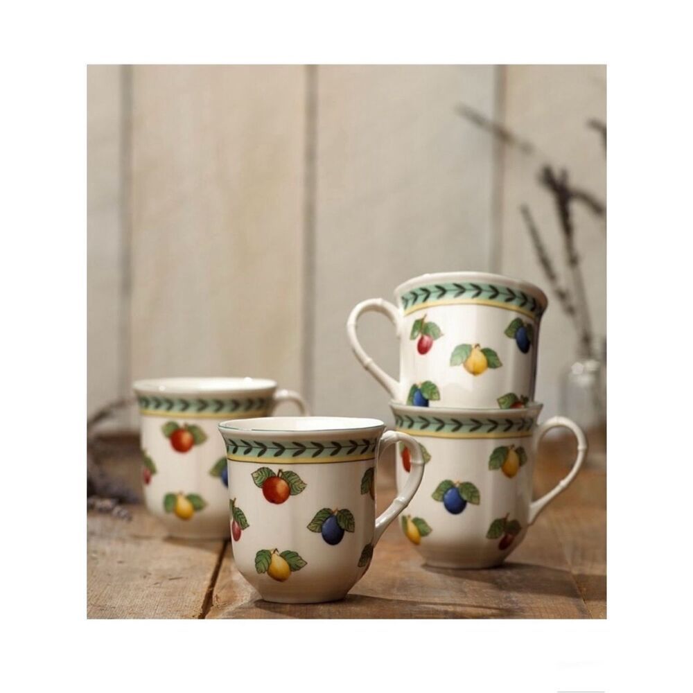 New In Box Villeroy & Boch French Garden 4-Pc. Mug Set Nwt